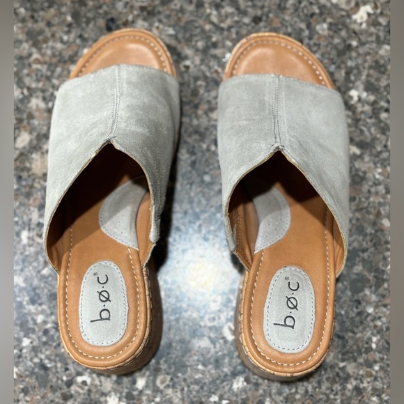 b.o.c. Women's Light Gray Mule cork wedge open-toe sandals - Picture 15 of 15